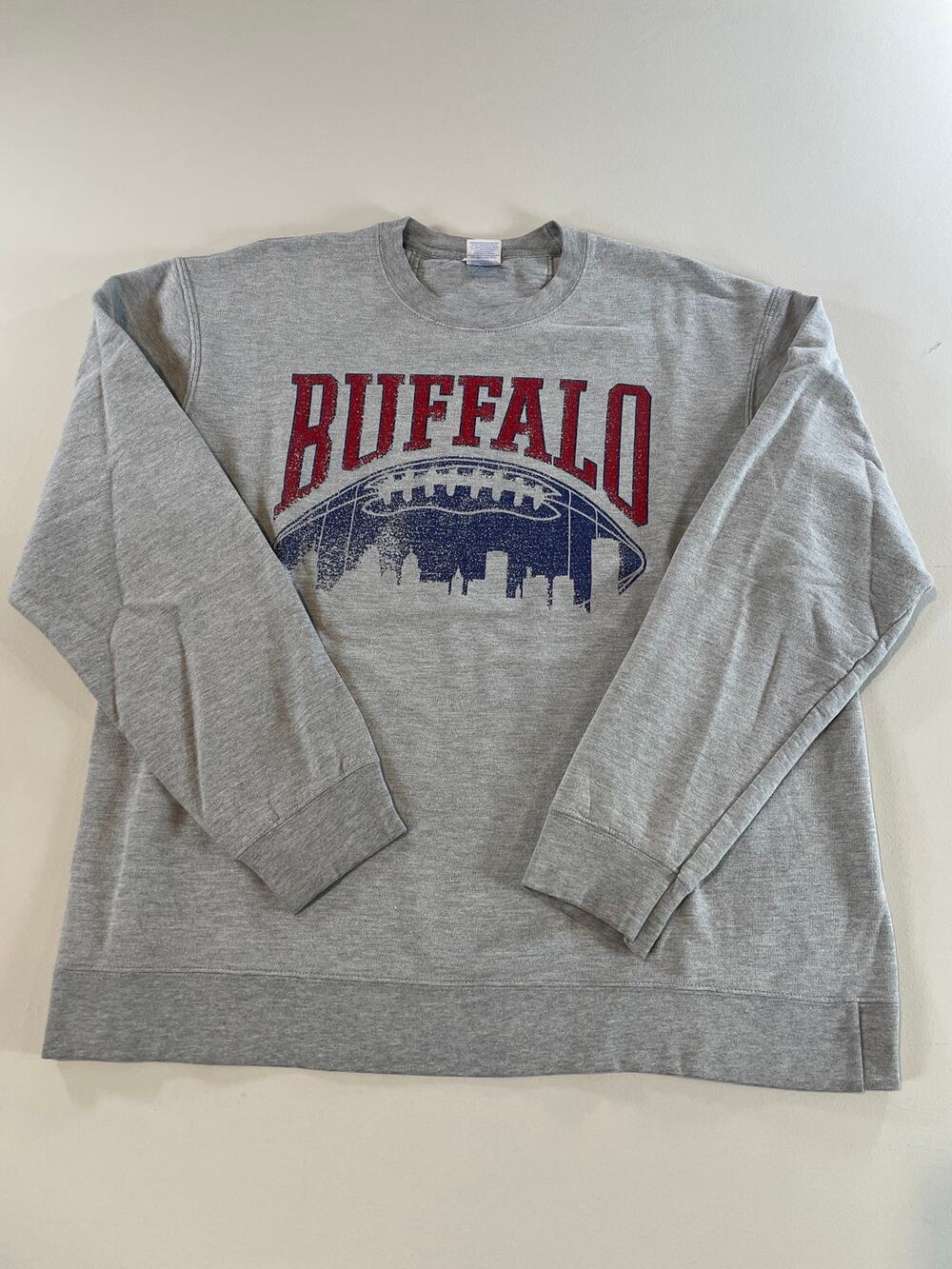 Port & Company Gray Sweatshirt Buffalo Football Logo Size XL